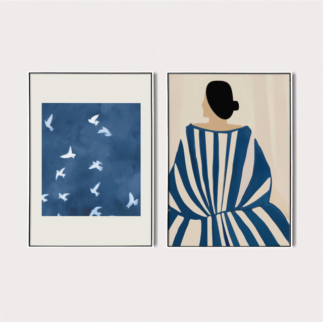 Set X2 Cuadros Hojas muljer Minimalista abstrato Deco C/plastic